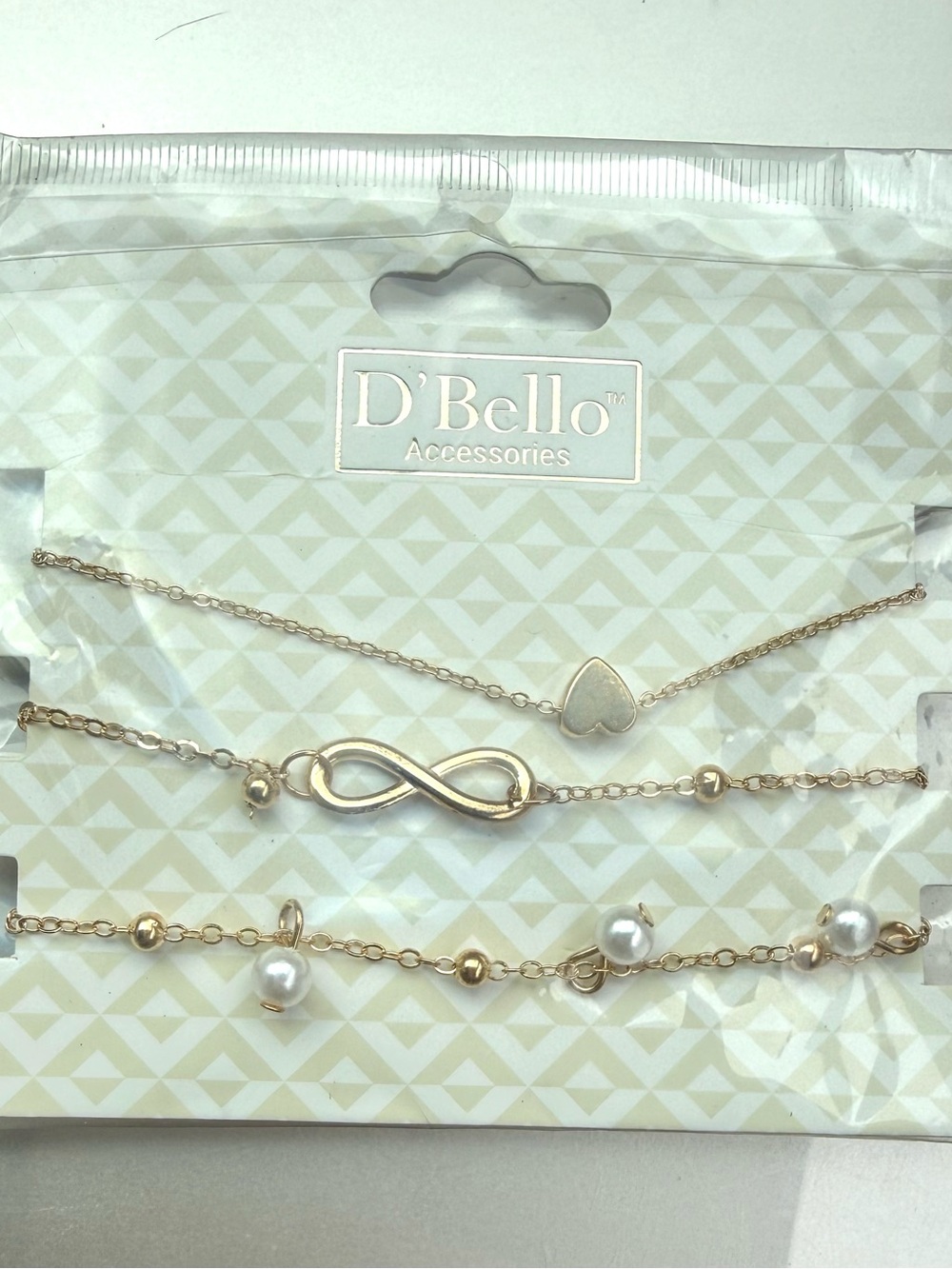 Gold Infinity, Heart & Pearl Layered Bracelet Set
